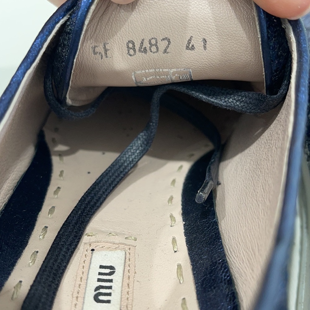 MIU MIU Blue Glitter Sneakers Sz 41 - Picture 5 of 6